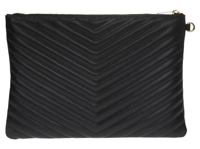 Saint Laurent Clutch trapuntato con monogramma Nero - vista 11