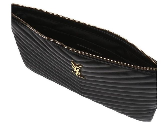 Saint Laurent Clutch trapuntato con monogramma Nero - vista 13