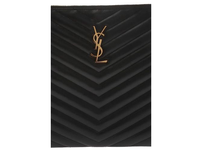 Saint Laurent Clutch trapuntato con monogramma Nero - vista 14
