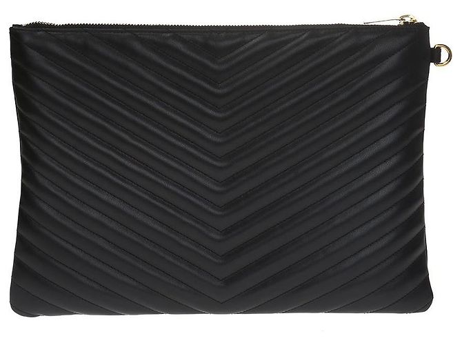 Saint Laurent Clutch trapuntato con monogramma Nero - vista 4