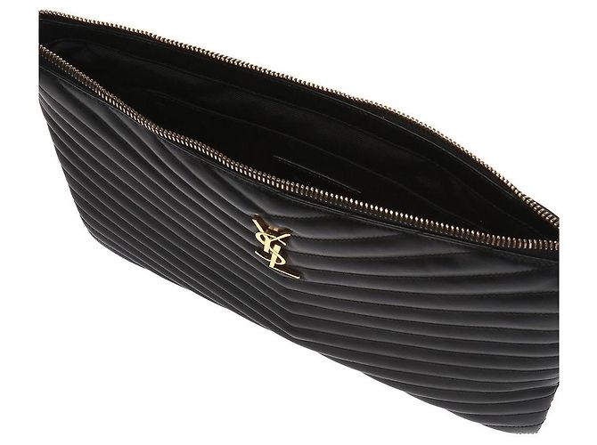 Saint Laurent Clutch trapuntato con monogramma Nero - vista 6
