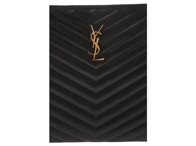 Saint Laurent Clutch trapuntato con monogramma Nero - vista 7