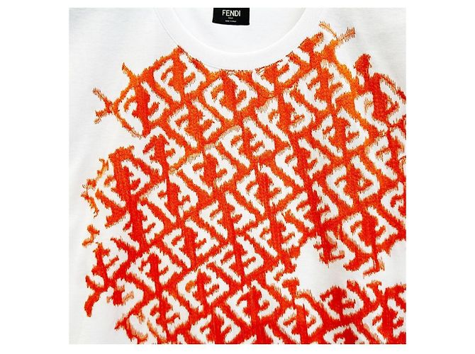 Fendi FF-Logo besticktes T-Shirt Weiß - Ansicht 3