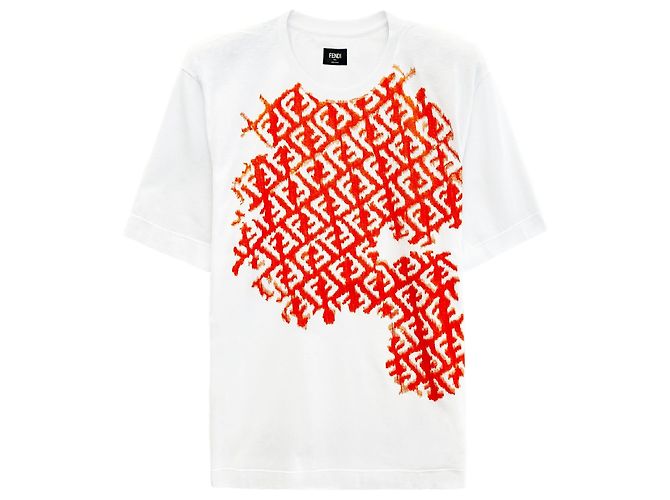 Fendi FF-Logo besticktes T-Shirt Weiß - Ansicht 6