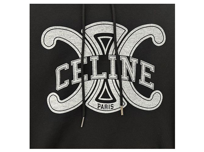 Céline Hoodie T-Shirt mit Triope-Logo Schwarz - Ansicht 3