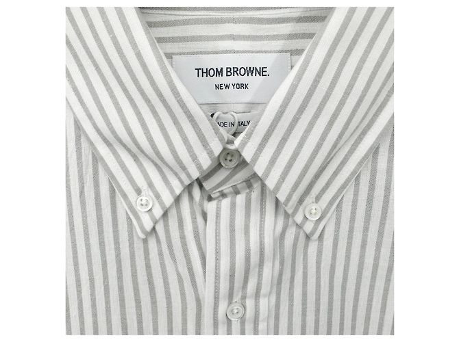 Thom Browne Gestreifte Baumwollhemd Braun - Ansicht 10