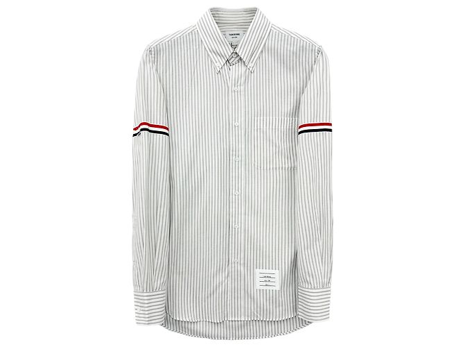 Thom Browne Gestreifte Baumwollhemd Braun - Ansicht 6