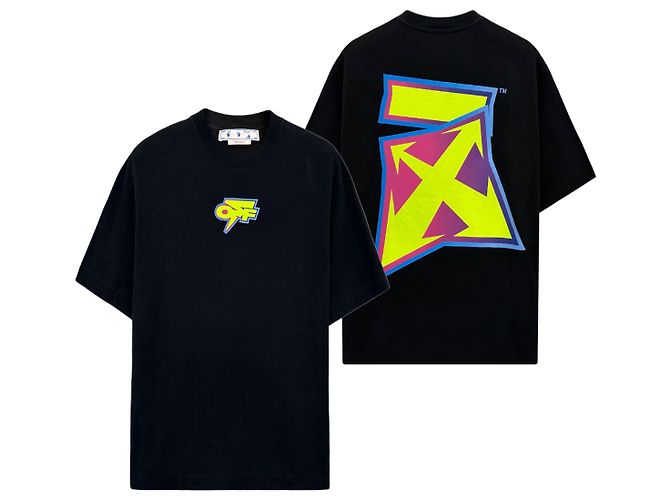 Off White T-shirt Oversized Thunder Nero - vista 6