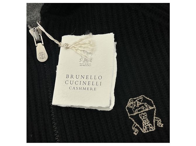 Brunello Cucinelli Cashmere Strickjacke mit Kapuze und Reißverschluss Schwarz - Ansicht 11