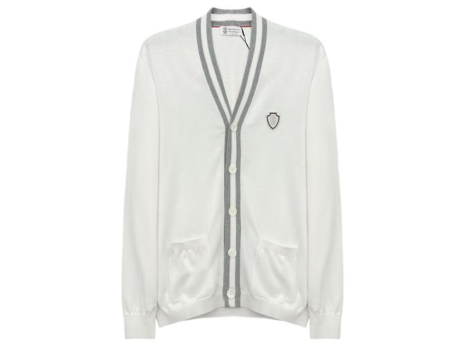 Brunello Cucinelli Cardigan in cotone con logo - vista 6