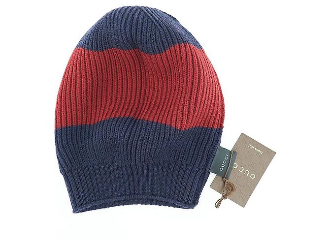 Gucci Beanie Hat Navy Red Wool Blu - vista 10