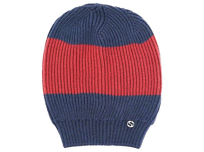 Gucci Beanie Hat Navy Red Wool Blu - vista 4