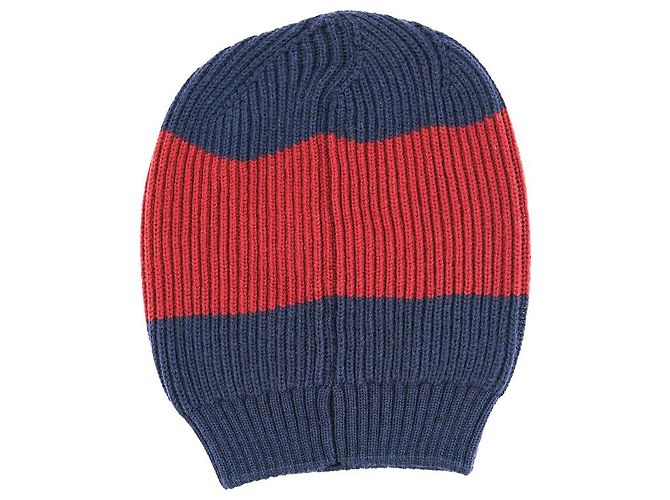 Gucci Beanie Hat Navy Red Wool Blu - vista 5
