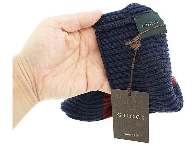 Gucci Beanie Hat Navy Red Wool Blu - vista 9