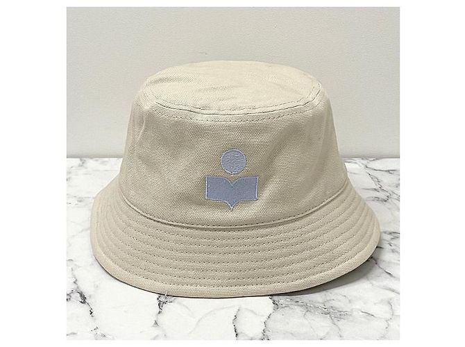 Isabel Marant Cappello bucket logo HALEY Ecru Blu chiaro stampato: ECLU - vista 2