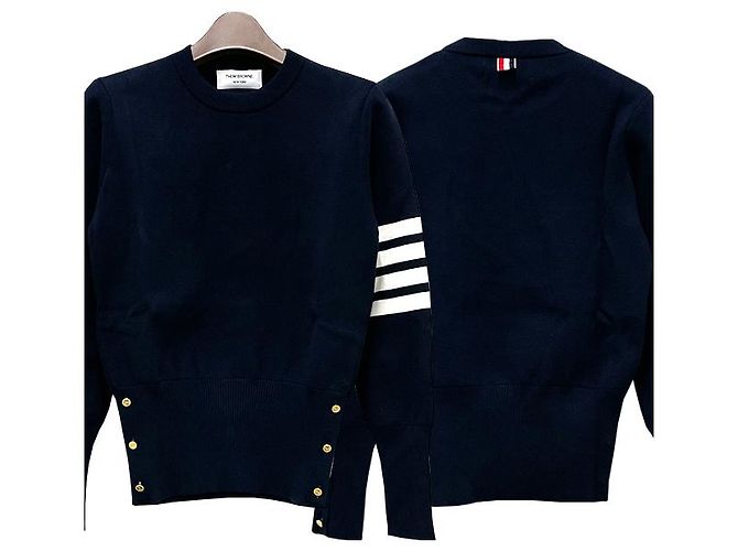 Thom Browne Pulsera Diagonal de Crepé Milano Tejido de Algodón Marino Azul - vista 12
