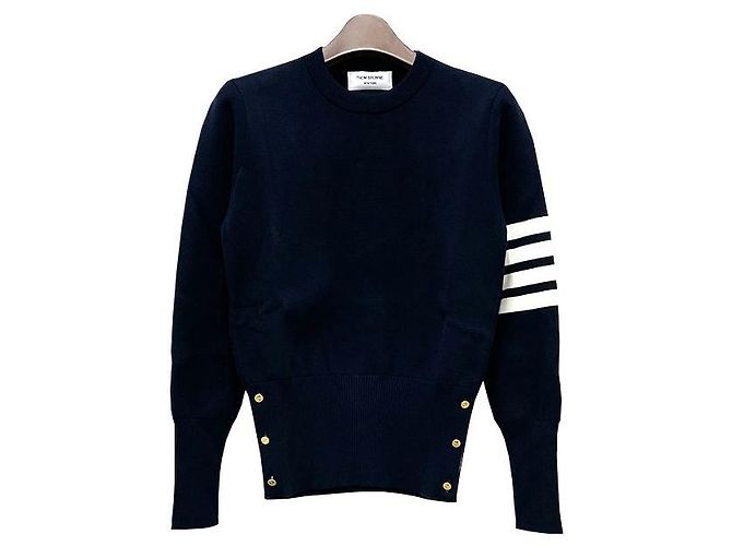 Thom Browne Pulsera Diagonal de Crepé Milano Tejido de Algodón Marino Azul - vista 2