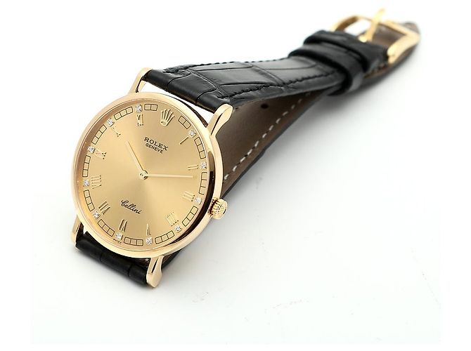 Rolex Cellini Münz Uhr Unisex Mittel Diamant Römisch Manuell Schwarz - Ansicht 12