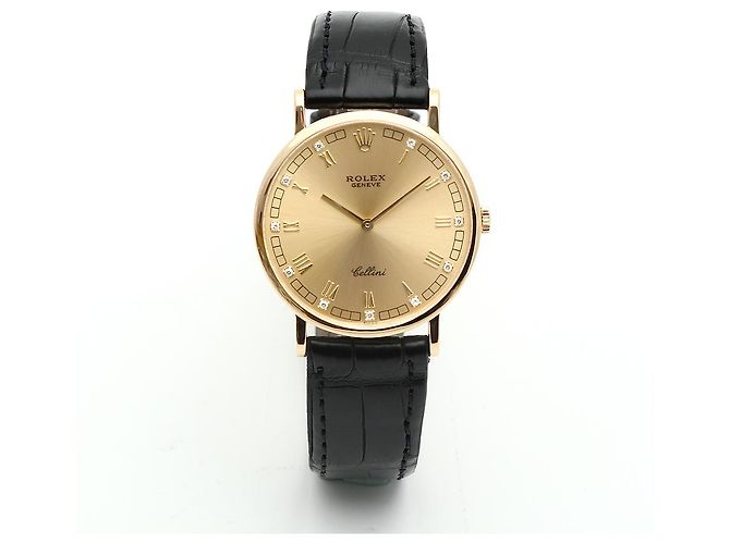 Rolex Cellini Münz Uhr Unisex Mittel Diamant Römisch Manuell Schwarz - Ansicht 14