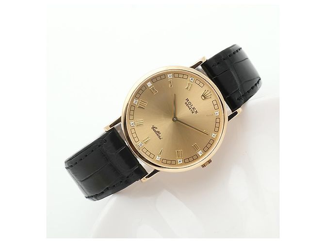 Rolex Cellini Münz Uhr Unisex Mittel Diamant Römisch Manuell Schwarz - Ansicht 17