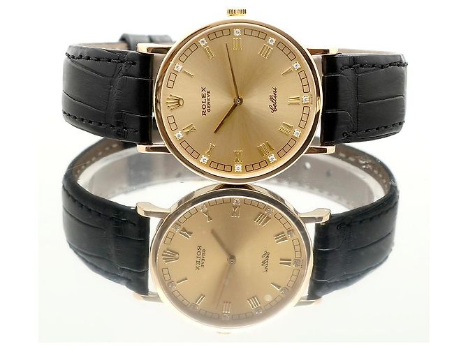 Rolex Cellini Münz Uhr Unisex Mittel Diamant Römisch Manuell Schwarz - Ansicht 18