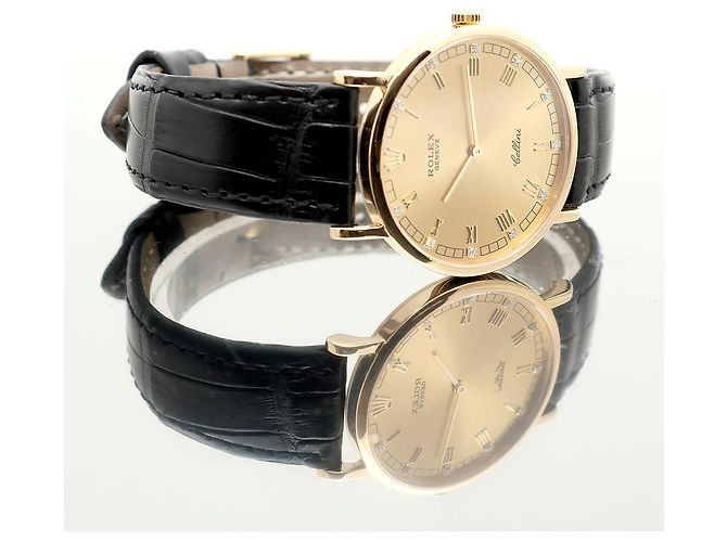 Rolex Cellini Münz Uhr Unisex Mittel Diamant Römisch Manuell Schwarz - Ansicht 19