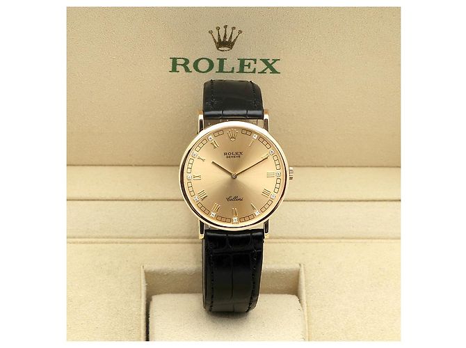 Rolex Cellini Münz Uhr Unisex Mittel Diamant Römisch Manuell Schwarz - Ansicht 2