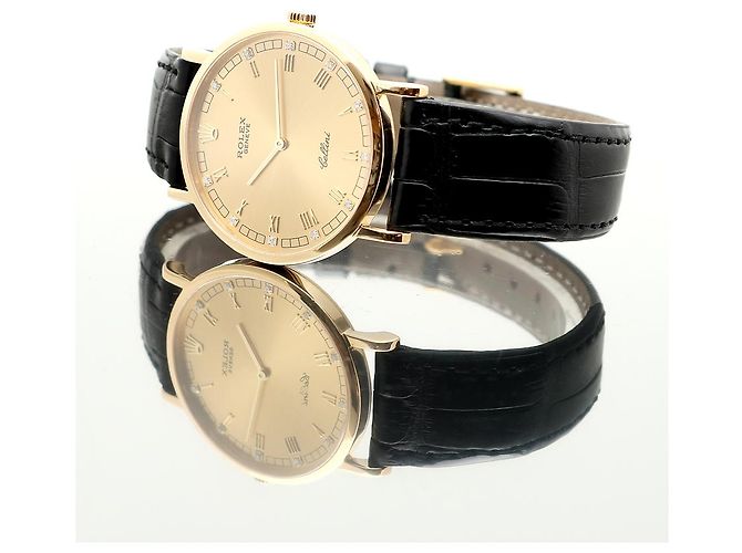 Rolex Cellini Münz Uhr Unisex Mittel Diamant Römisch Manuell Schwarz - Ansicht 20