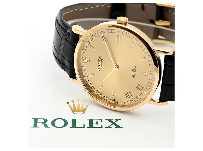 Rolex Cellini Münz Uhr Unisex Mittel Diamant Römisch Manuell Schwarz - Ansicht 21