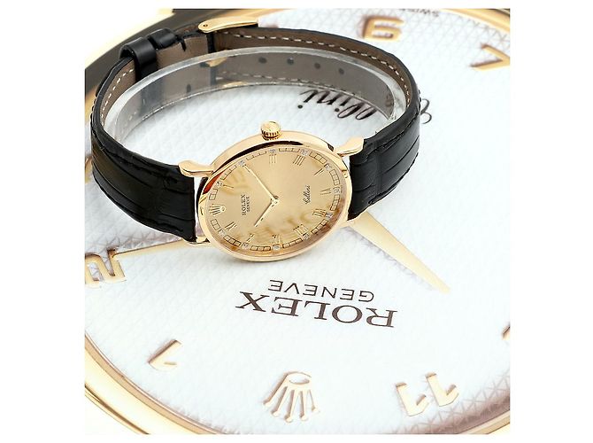 Rolex Cellini Münz Uhr Unisex Mittel Diamant Römisch Manuell Schwarz - Ansicht 22