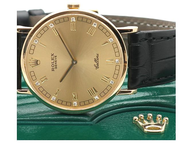 Rolex Cellini Münz Uhr Unisex Mittel Diamant Römisch Manuell Schwarz - Ansicht 23