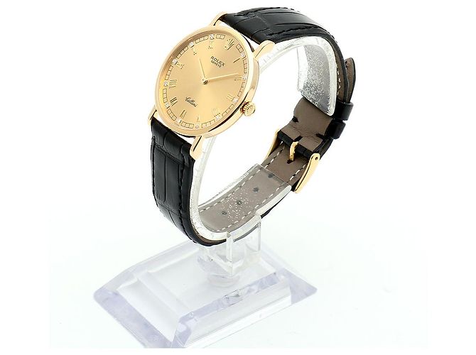 Rolex Cellini Münz Uhr Unisex Mittel Diamant Römisch Manuell Schwarz - Ansicht 4