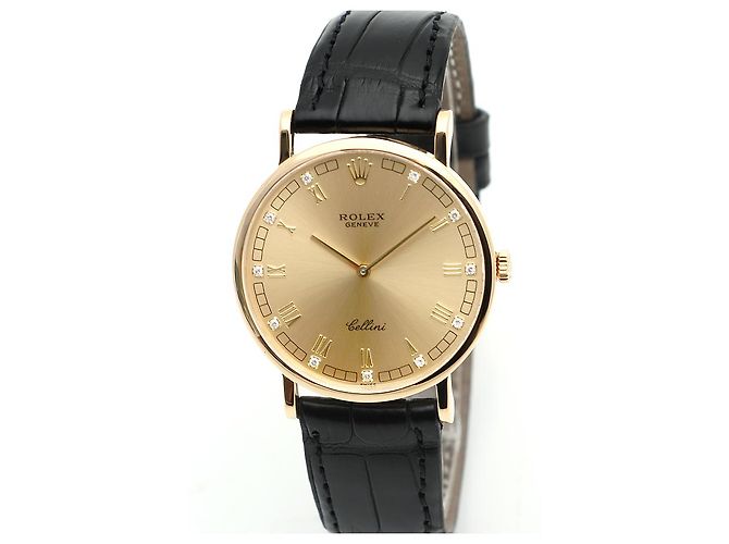 Rolex Cellini Münz Uhr Unisex Mittel Diamant Römisch Manuell Schwarz - Ansicht 7