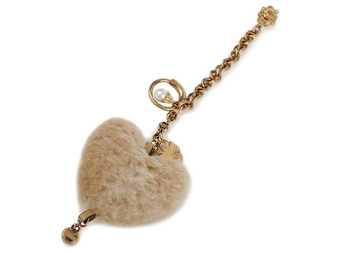 Chloé Pingente de bolsa em shearling com símbolo de coração em latão - vista 4