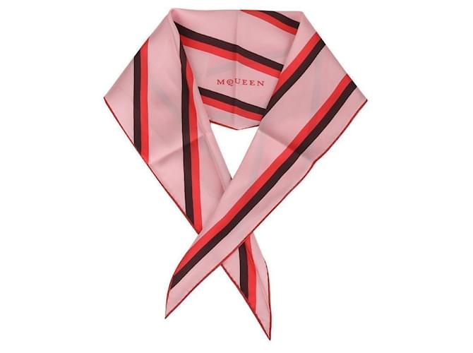 Alexander Mcqueen Foulard di seta a righe Rosa - vista 3