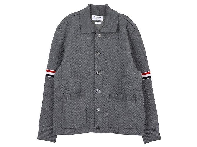 Thom Browne Jaqueta de trabalho com braço acolchoado em lã merino e algodão Marrom - vista 3