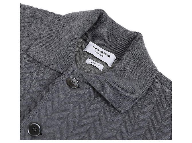 Thom Browne Jaqueta de trabalho com braço acolchoado em lã merino e algodão Marrom - vista 5