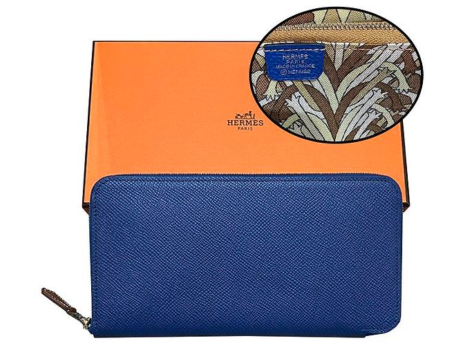 Hermès Portafoglio lungo con zip in seta Epsom Francia Marrone - vista 13