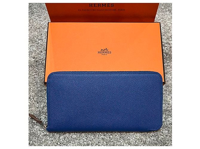 Hermès Portafoglio lungo con zip in seta Epsom Francia Marrone - vista 14