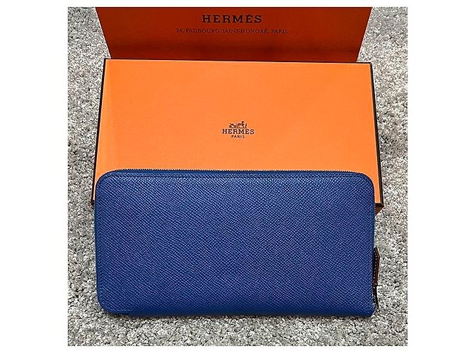 Hermès Portafoglio lungo con zip in seta Epsom Francia Marrone - vista 15
