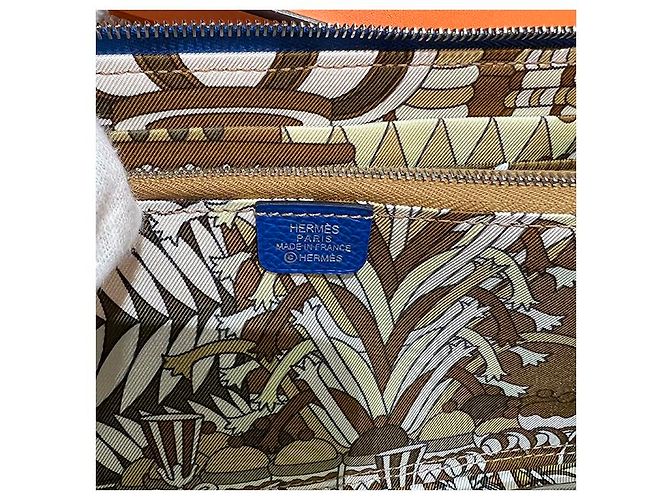 Hermès Portafoglio lungo con zip in seta Epsom Francia Marrone - vista 19