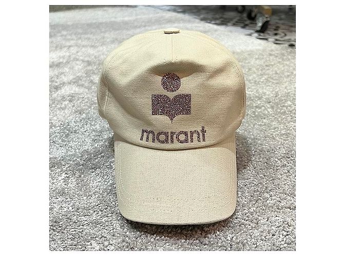 Isabel Marant TYRONY Glitzer-Logo Baseballcap Ecru Weiß - Ansicht 12