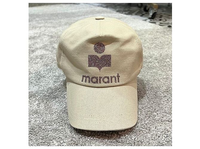 Isabel Marant TYRONY Glitzer-Logo Baseballcap Ecru Weiß - Ansicht 2