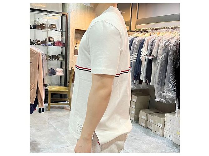 Thom Browne Three-Stripe Short Sleeve T-Shirt White - view 10
