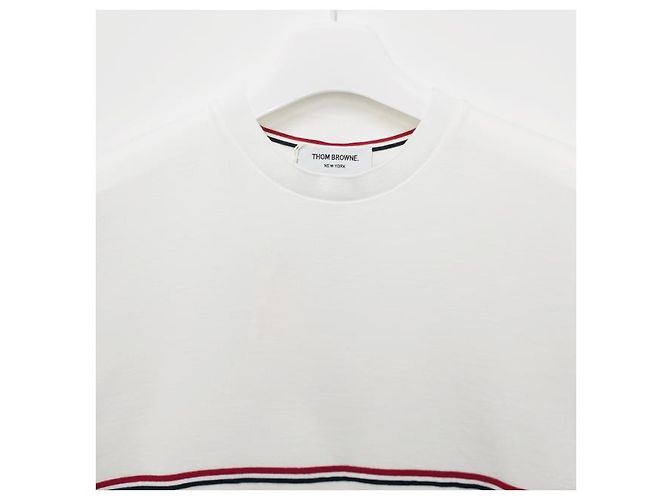 Thom Browne Three-Stripe Short Sleeve T-Shirt White - view 15