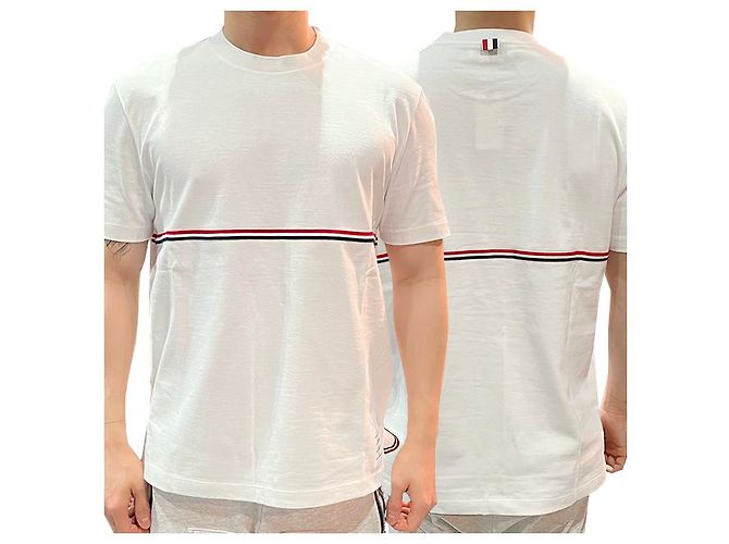 Thom Browne Three-Stripe Short Sleeve T-Shirt White - view 19