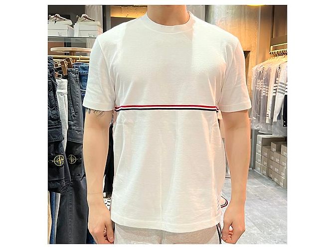 Thom Browne Three-Stripe Short Sleeve T-Shirt White - view 20