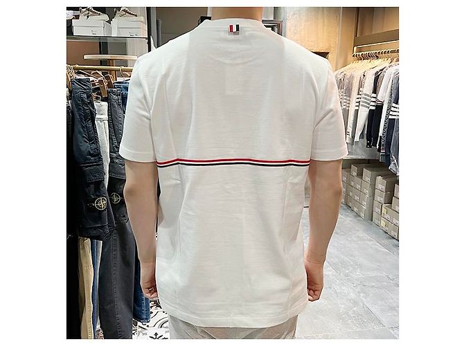 Thom Browne Three-Stripe Short Sleeve T-Shirt White - view 23