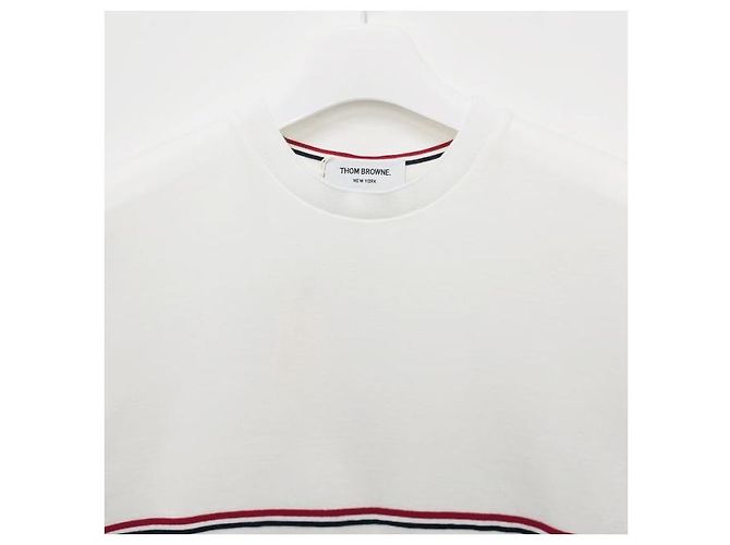Thom Browne Three-Stripe Short Sleeve T-Shirt White - view 3