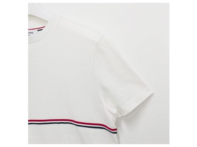 Thom Browne Three-Stripe Short Sleeve T-Shirt White - view 4
